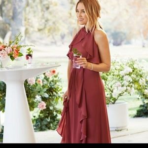 Elegant Burgundy Halter Dress